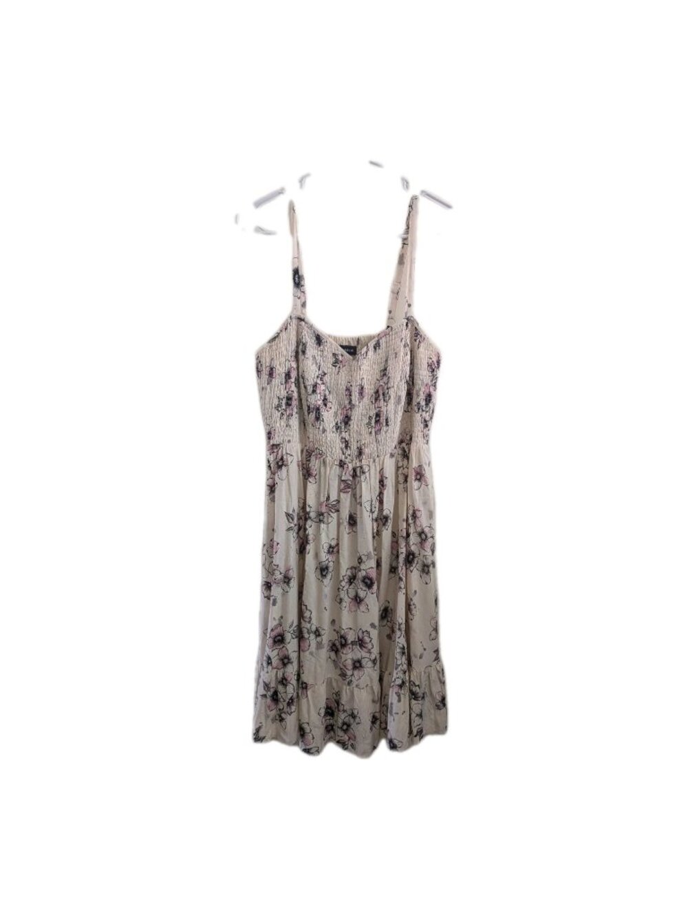 TORRID Floral Smocked Midi Dress Womens 1 XL Cream Tiered Boho Cottagecore